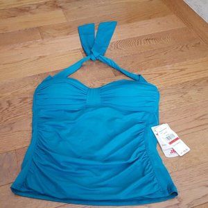 tommy bahama green halter padded bikini top xs new